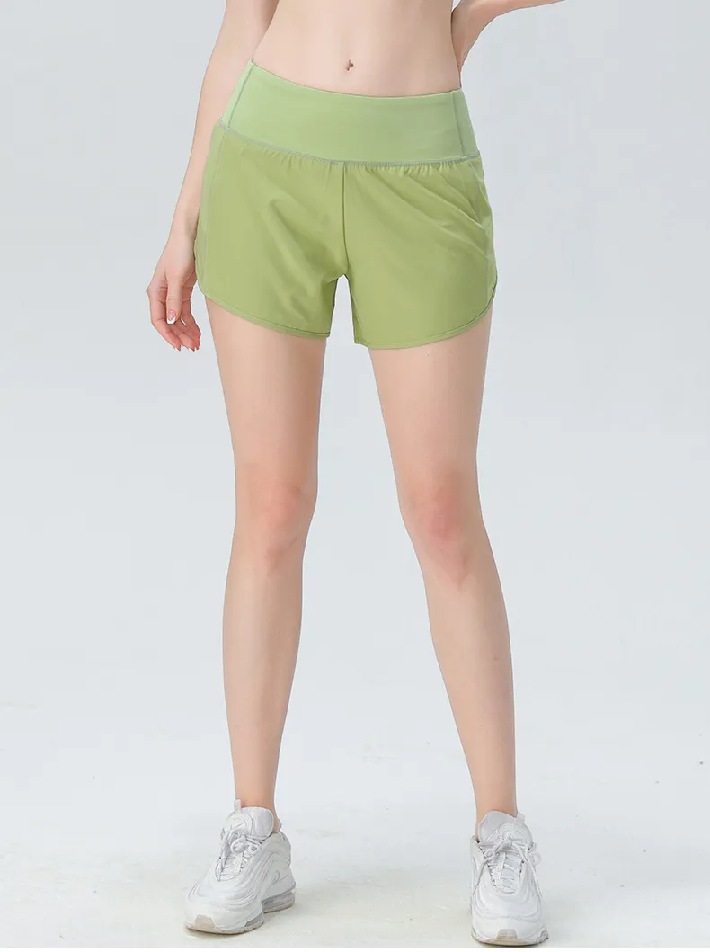 Breathable High Waist Yoga Shorts With Pockets With Back Zipper