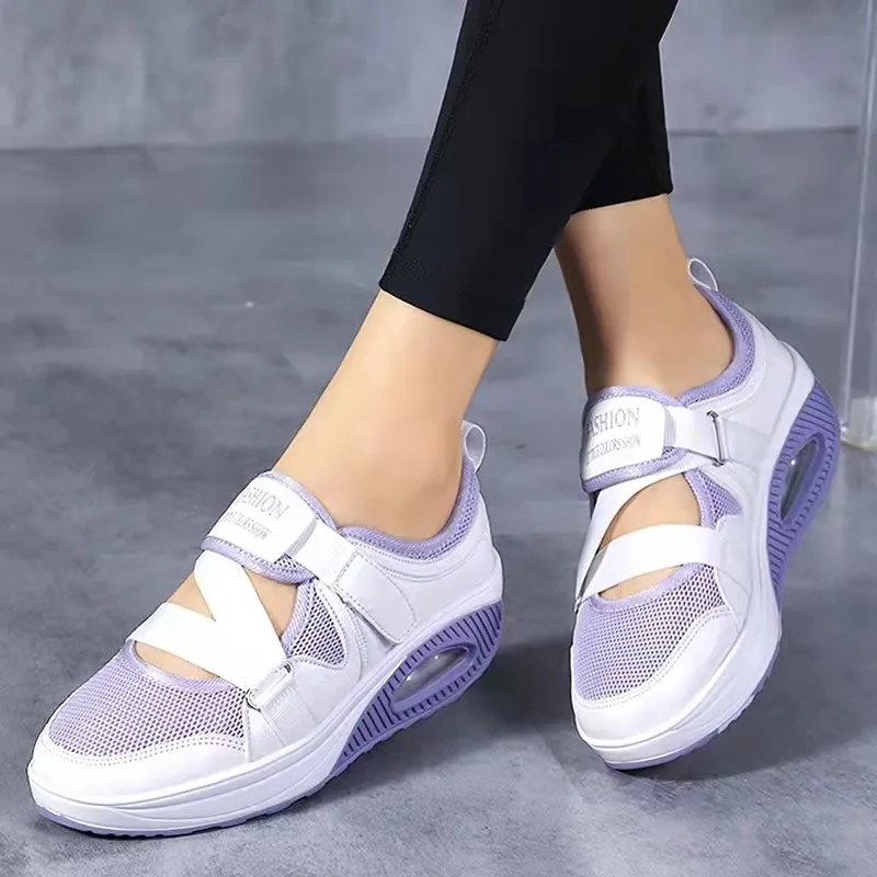 NENHUM NOME DE REDA 2022 NOVO -Sapatos femininos de moda grande -Bottom púrpura de fundo púrpura de fundo espesso de ar almofada casual Single Casual