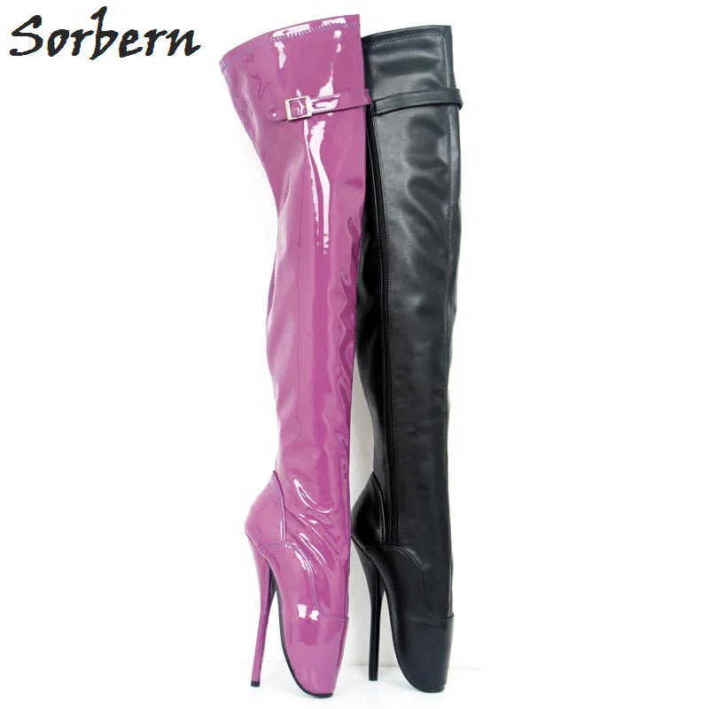 Sorbern New Over The Knee Ballet Heel Boots Lady 18Cm Sexy Fetish Shoes Strange Shoes Funny Boots Bdsm Runway Boots Lady Custom