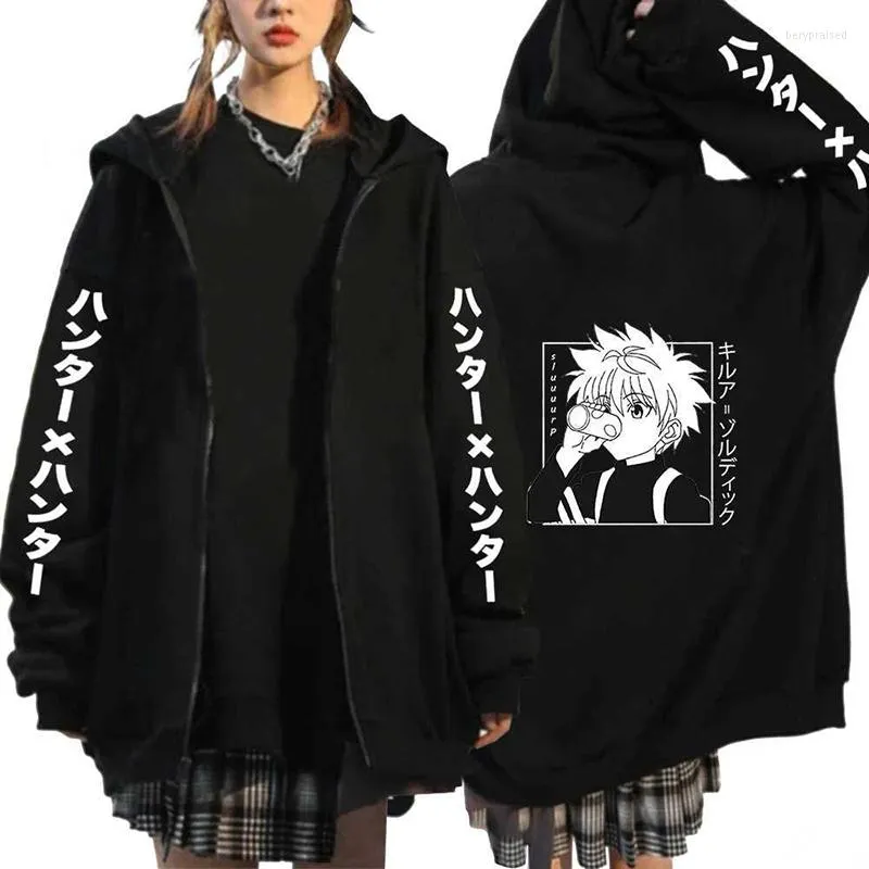 Herren Hoodies Sweatshirts Killua Zoldyck Grafik Reißverschluss Unisex Streetwear Plus Size Jacken Mäntel Mode Y2K Reißverschluss Anime HoodieHerren