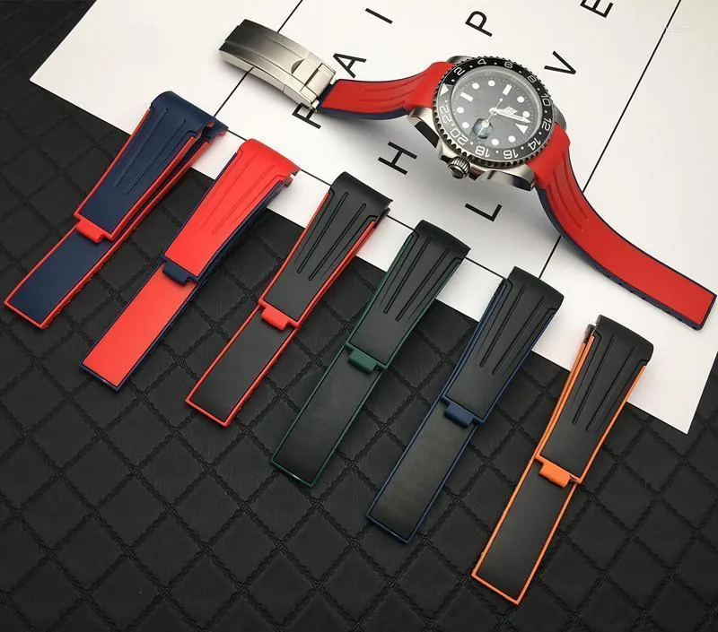 Top Quality 20mm Curved End Soft Watchband Silicone Rubber Watch Band For Role Strap GMT Explorer 2 Bracelet Hele22