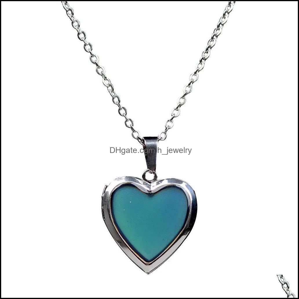 womens allmatch light luxury niche design womens stainless steel chain heartshaped love p o box thermochromic necklace hjewelry