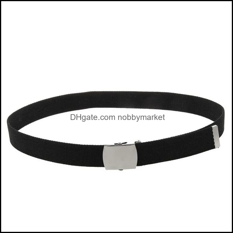 Canvas Belt Style with Silver buckle and Tip 43 inch Long(black)