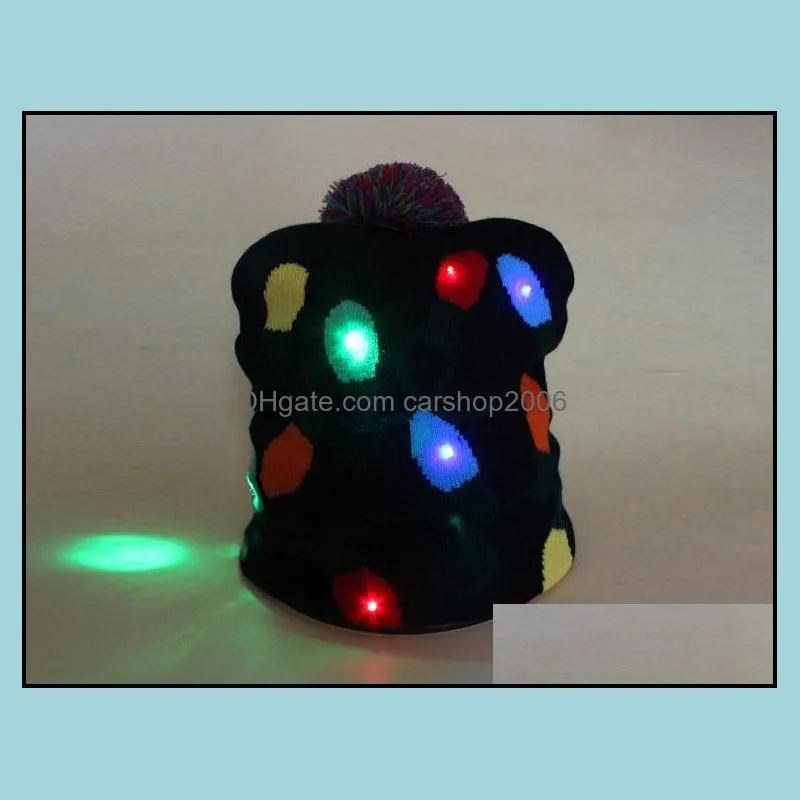 new led christmas knitted hat kid adults santa claus snowman reindeer elk festivals hats xmas party gifts cap sn2665