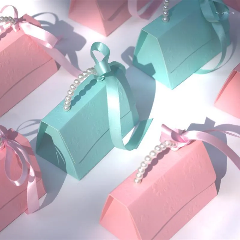 Emballage cadeau 50 pcs/lot luxe Portable fête de mariage boîtes à bonbons boîte de chocolat papier bébé douche bricolage noël