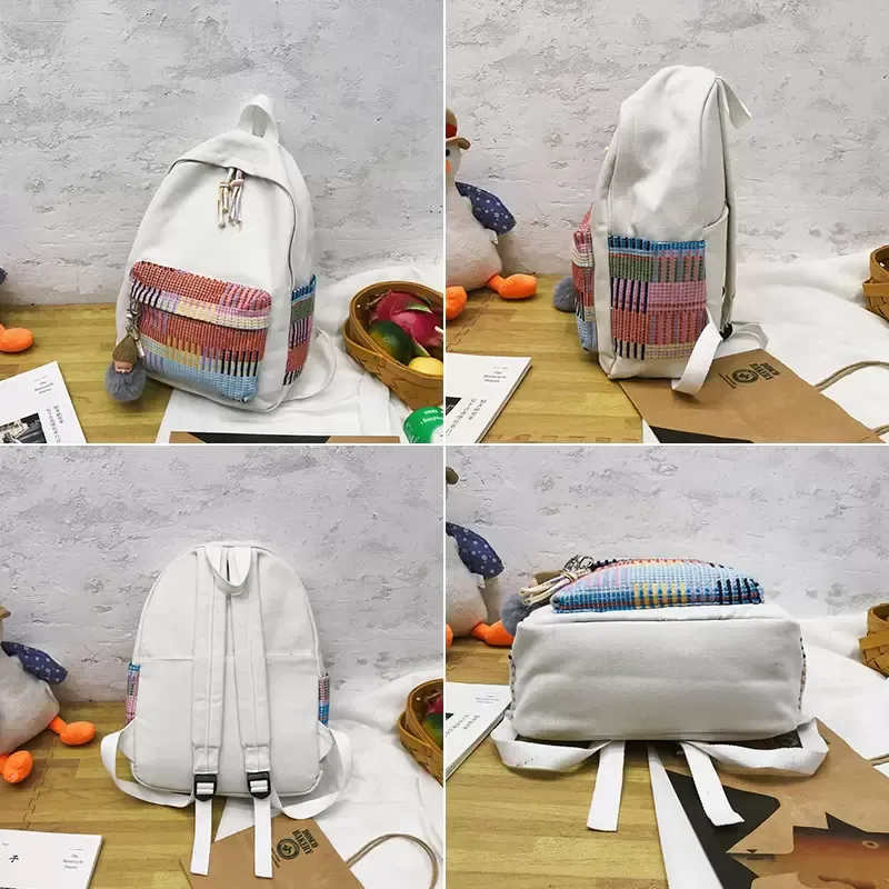 Mochila De La Escuela A Cuadros Coreano Con Mango Bolsa De Cintura