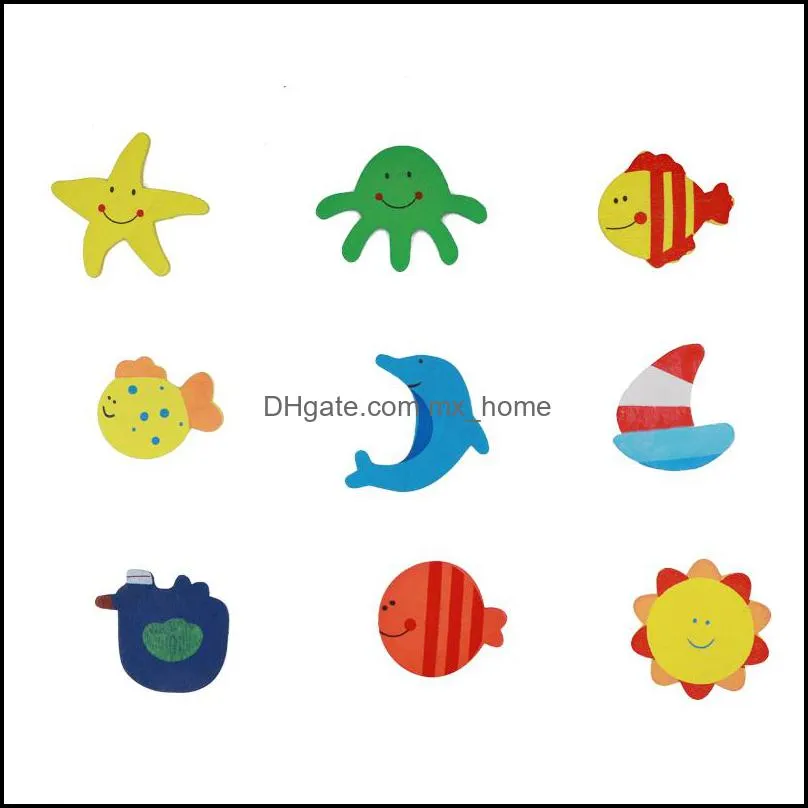 12pcs/lot fridge magnets stickers colorful wooden animal cartoon fridge stickers wooden cartoon fridge magnets vt0116