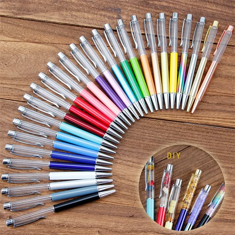 Creative Diy Blank Ballpoint Pen Student Glitter Writing Pennor Colorful Crystal Ball Penns ZC1178