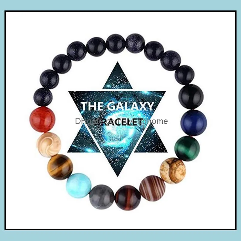 NEW Galaxy Eight Planets Beaded Bracelet Men Natural Stone Universe Solar System Yoga Chakra Bracelets for Men Women Jewelry Wholesale