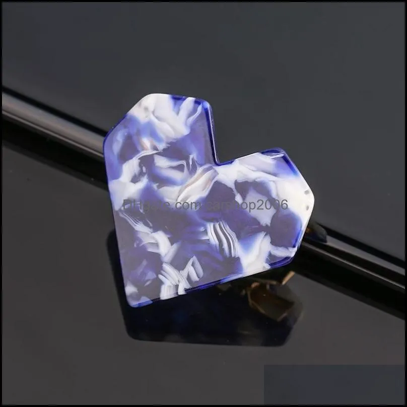 Sweet Heart Shape Hair Clips Pin for Women Girls Geometric Acetate Barrettes Headwear Chic Hairpins Accessories