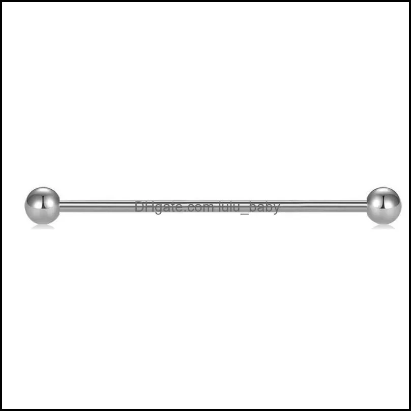 stainless steel geometric body jewelry 6 in 1 long industrial barbell ear cartilage helix-conch piercing bar earrings stud