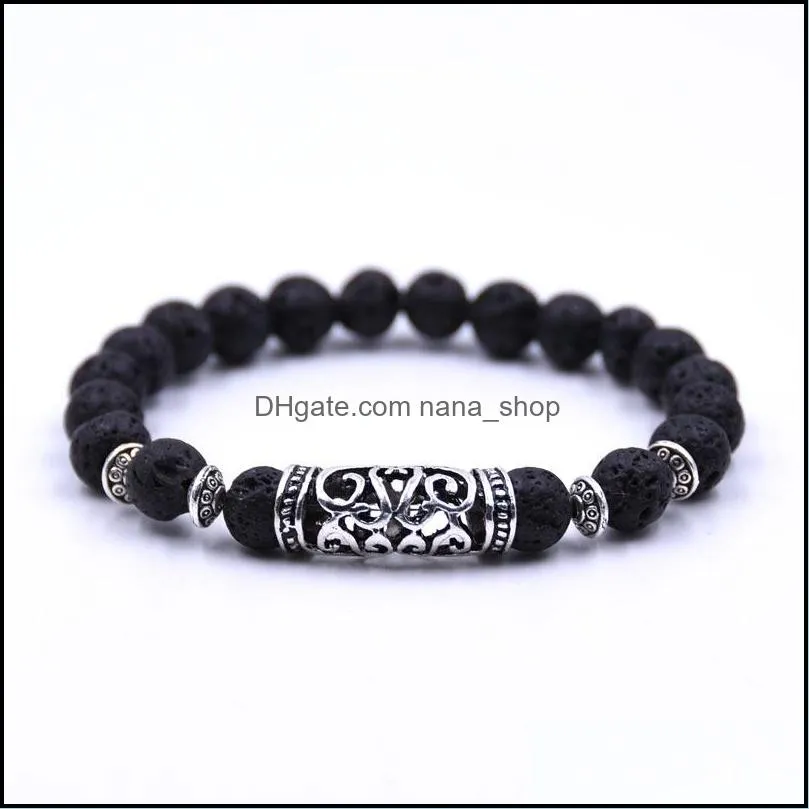 New 8MM Natural Black Lava Stone Turquoise bead Bracelet DIY Aromatherapy Essential Oil Diffuser Bracelet For Women