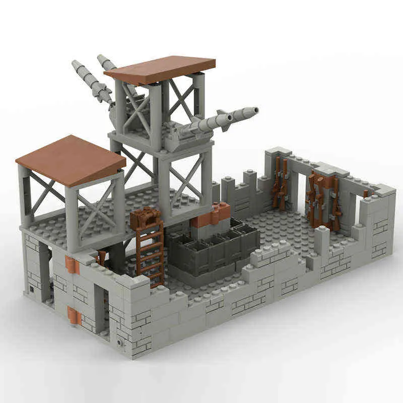 MOC Creative Fortress Building Blucture Battle Royale Peace Elite Battlefield Military Baseを組み立てるために子供向けのおもちゃG220524を建設する