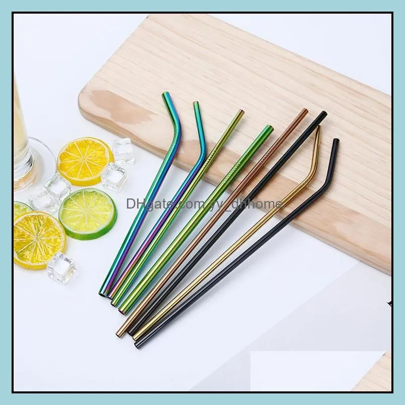 eco gold straws reusable straws colored 304 stainless steel straws for 20 oz tumbler drinking tools