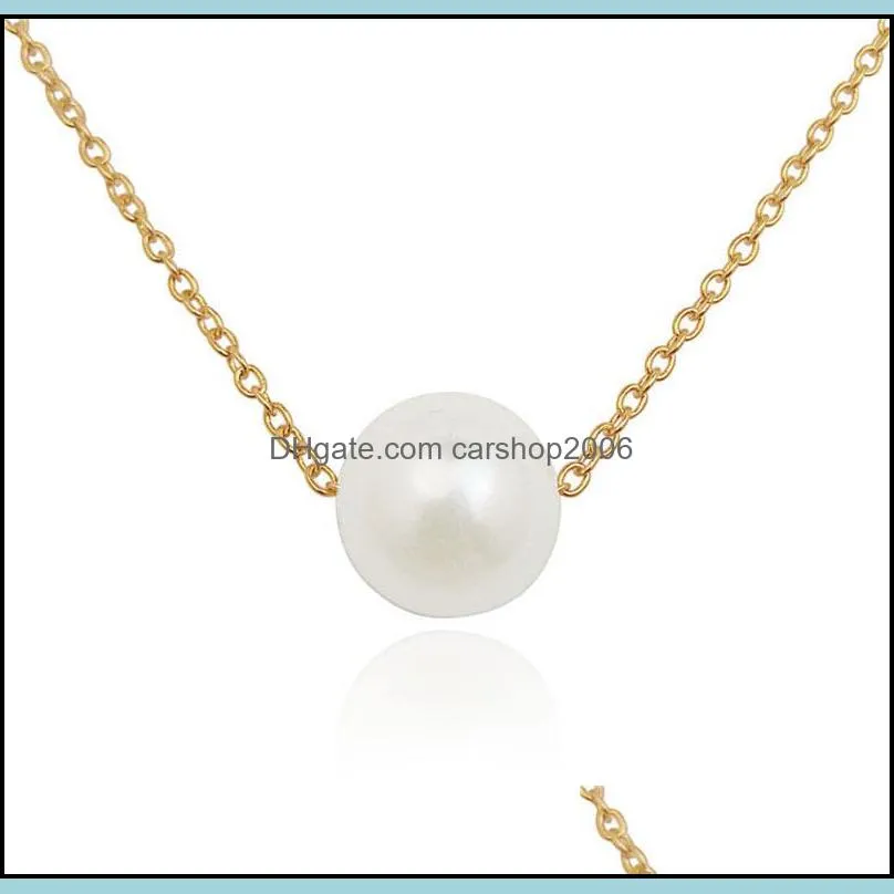 simple pearl pendant necklace fashion statement gold silver plated clavicle chains for women girl party club decor jewelry