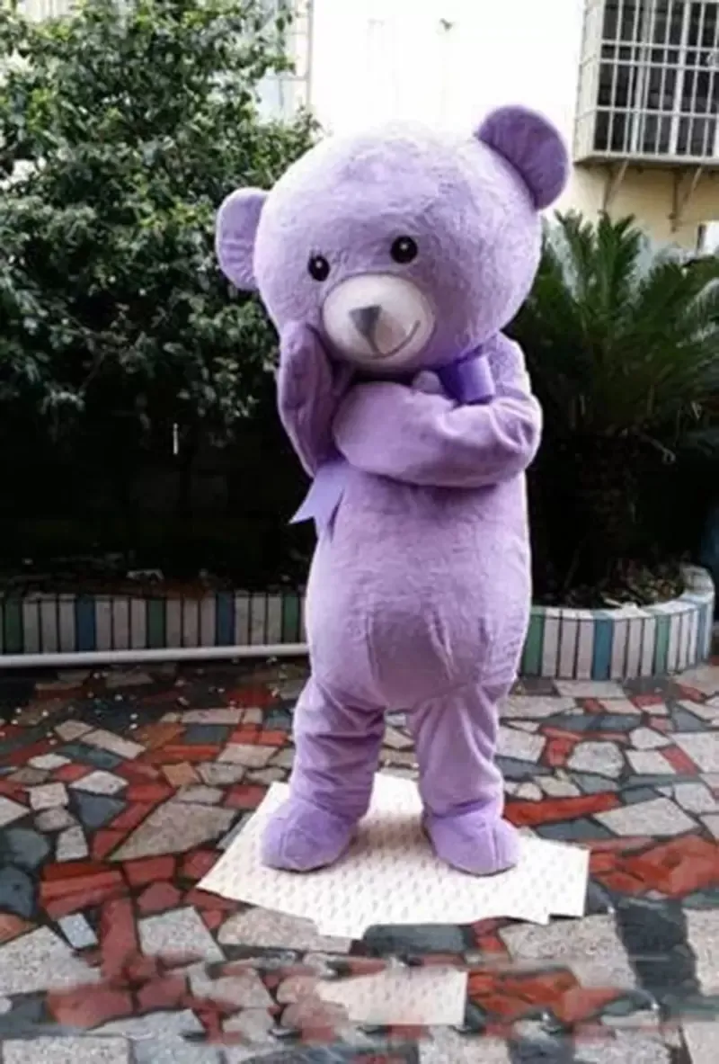 2022 Halloween Purple Bear Mascotte Costume De Haute Qualité Dessin animé Anime Thème Champ Caractère Adultes Taille de Noël Carnival Anniversaire fête d'anniversaire Outfit d'extérieur