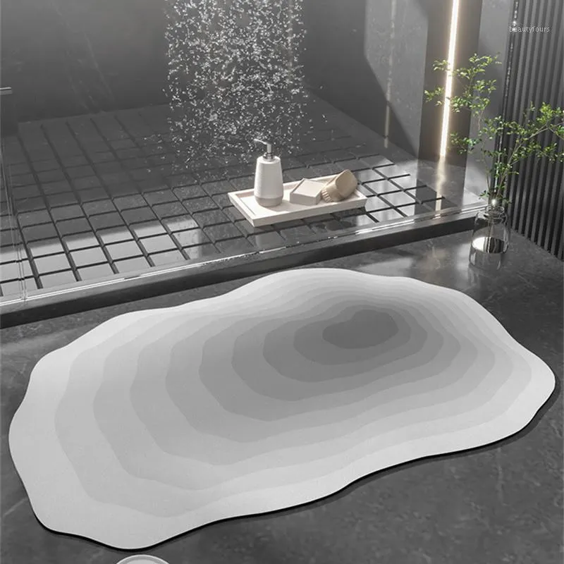 Tapis de bain en forme de cœur ondulé, moderne, absorbant, pour porte de salle de bain, toilettes, séchage rapide, coussinet de pied épais et antidérapant
