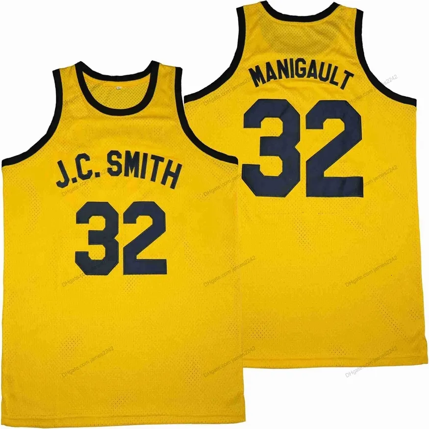 Nikivip Custom Earl Manigault #32 J.C.Smith Street Basketball Jersey Stitched Yellow Size S-4XL Alla namn och nummer toppkvalitetströjor