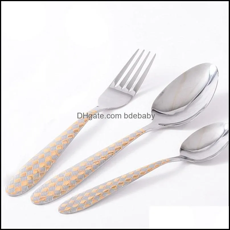 western tableware stainless steel hotel knife fork spoon food grade safety stainless steel comfortable handle spoon fork knife dh0488
