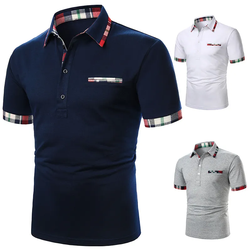 男性Tシャツ半袖格子縞のマッチングビジネスウェア服カジュアルファッショントップ220712