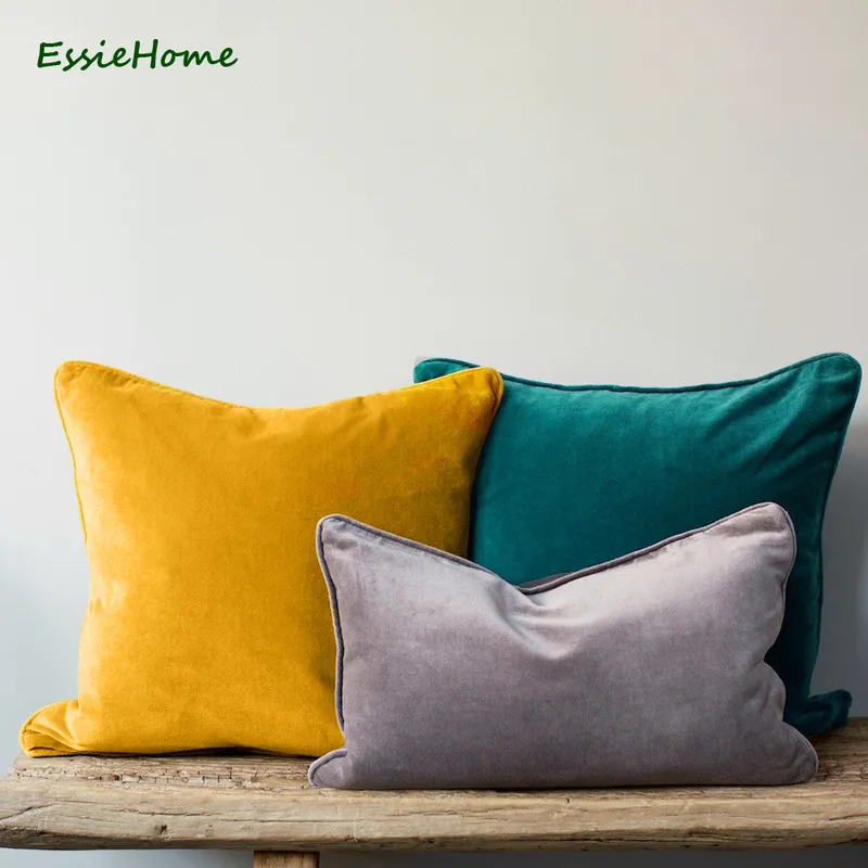 HOME 15 Color Available Fashion Colors High End Fine Velvet Cushion Cover Pillow Case Piping Y200103