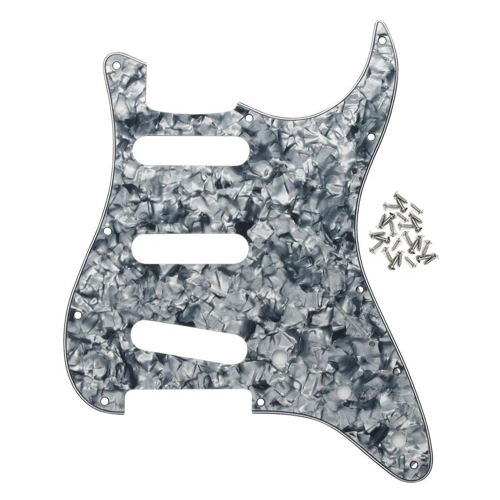 SSS 11 hål 4Ply Electric Guitar PickGuard Grey Pearl Scratch Putt med skruvar gitarrtillbehör