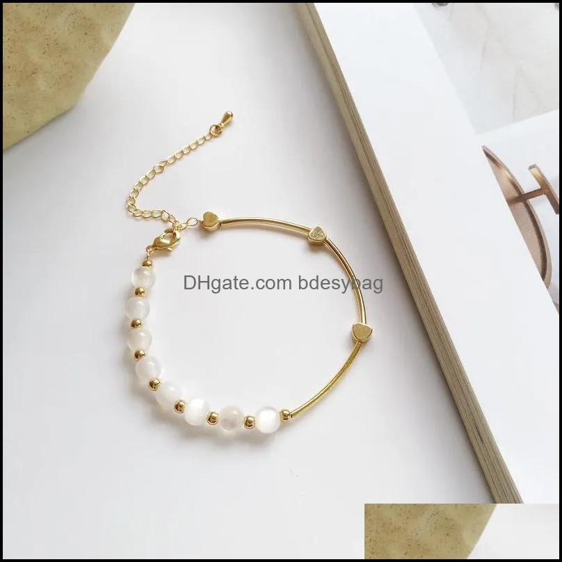 link, chain 2021 fashion pearl natural stone beaded bracelet for women irregular crystal labradorite bead chains trendy jewelry