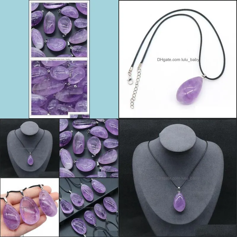 natural stone 20-50mm irregular amethyst crystal pendant necklace for women jewelr lulubaby