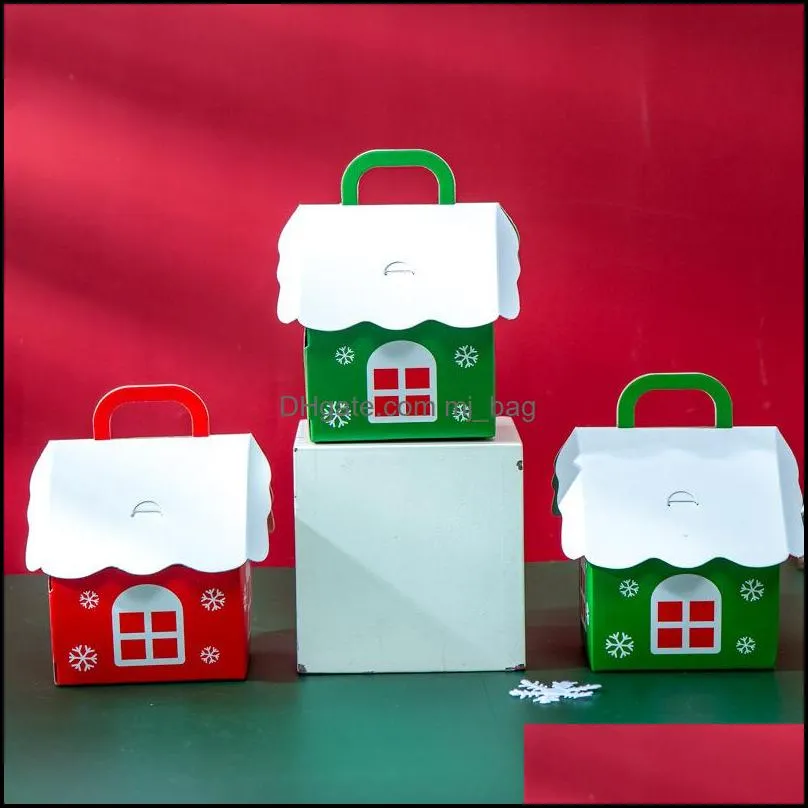 christmas gift packing box children candies package boxes xmas party decoration house shaped portable storage organizers pad11092