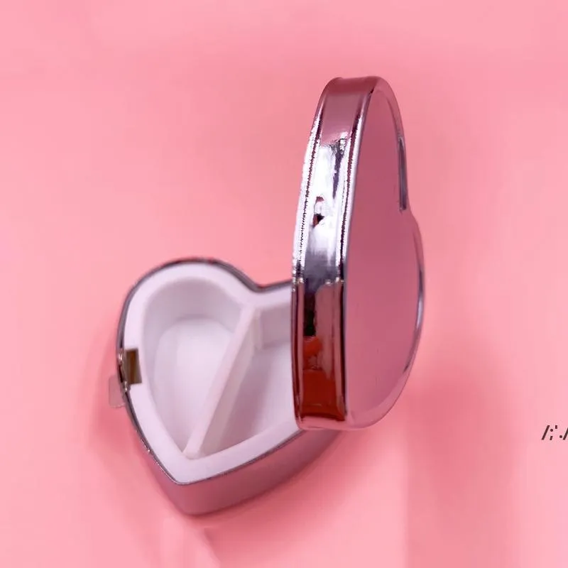 Mini Travel Portable Heart Shape Box Box Dispositivo di stoccaggio Contenitore tasca tasca Case Holder Daily Medicine Organizer JJLF14370