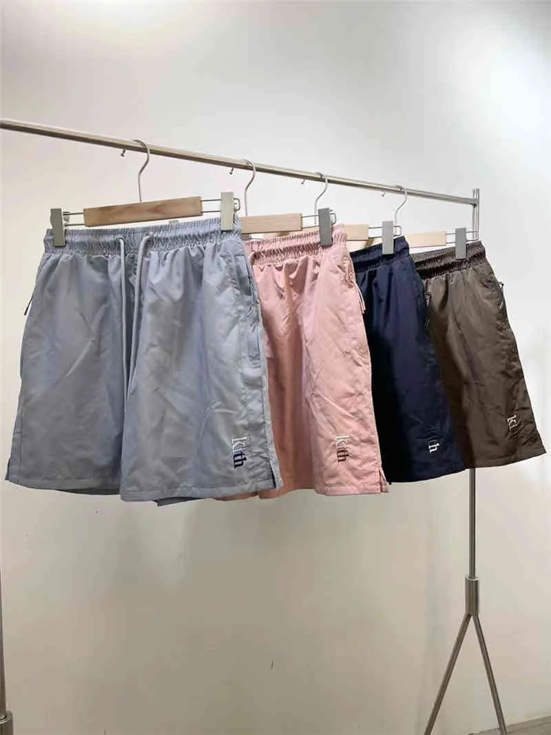 Roupas shorts homens mulheres de alta qualidade dentro malha hem 3d bordado kith cordão breechcloth 2021ss