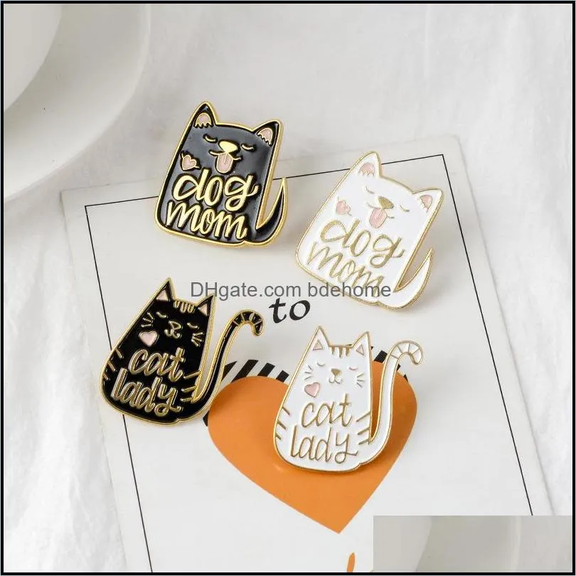 Vintage Punk Style Dog Mom Cat Lady Metal Kawaii Enamel Pin Badge Buttons Brooch Shirt Denim Jacket Bag Decorative Brooches for Women