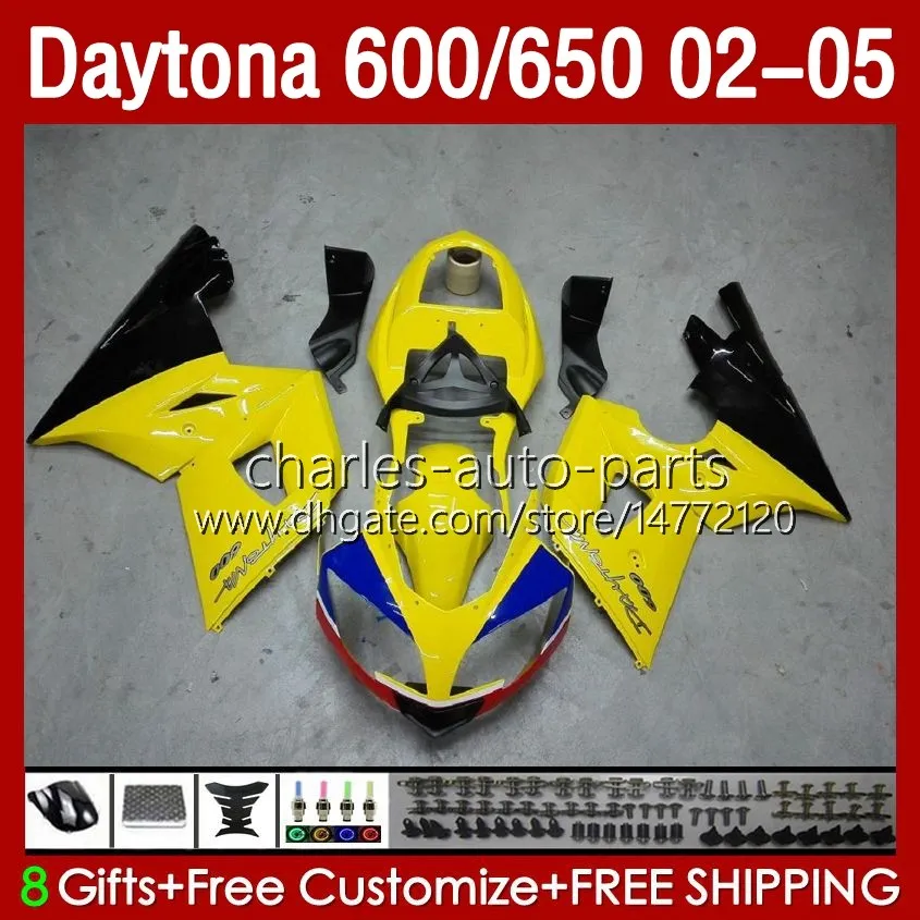 Bodywork Red Factory Sale Kit för Daytona 600 650 CC Daytona650 02-05 Cowling 104HC.7 Daytona600 2002 2003 2004 2005 Bodys Daytona 600 02 03 04 05 Full Fairings