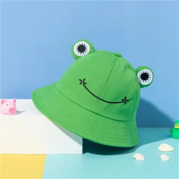 Nouveau chapeau parent-enfant coréen mignon grenouille pêcheur chapeau femmes coton brodé pare-soleil s44
