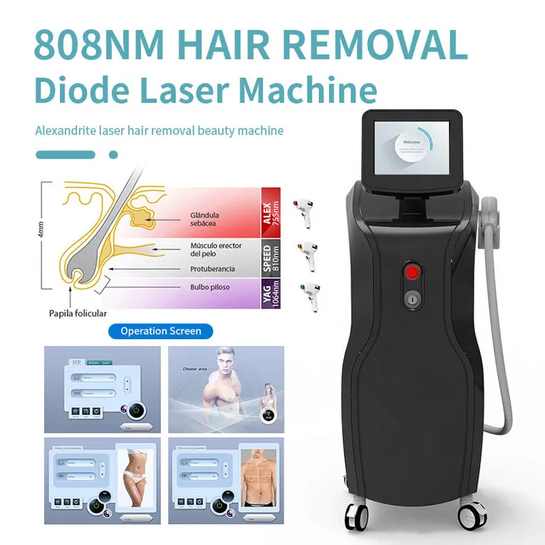 Altra attrezzatura di bellezza Prezzo di fabbrica Depilazione laser Diodo 808 Nm Macchina a diodi 808 Nm per tutti i colori della pelle No