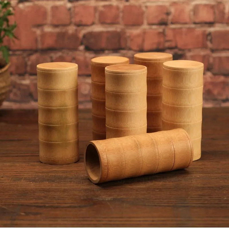 2 Styles Natural Bamboo Tube Tea Box Airtight Large Container Storage Jar With Lid Wholesale LX4700