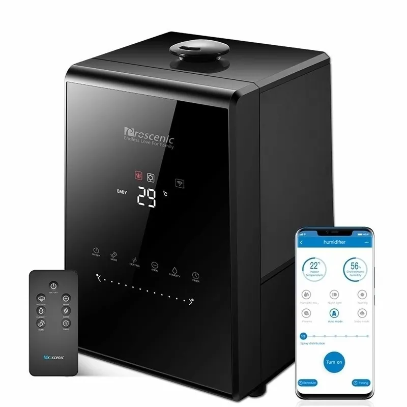 Proscenic 807C 5.5L Nebbia calda e fredda Ultra Umidificatori per camera da letto Neonati Vaporizzatore con APP Controllo Aleax Y200113