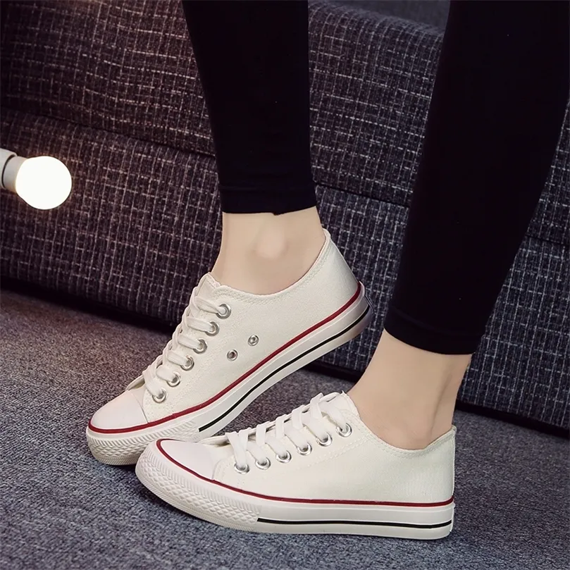 Sepatu Wanita Musim Panas Fashion Baru Kasual Kanvas Solid Sneakers untuk Zapatos De