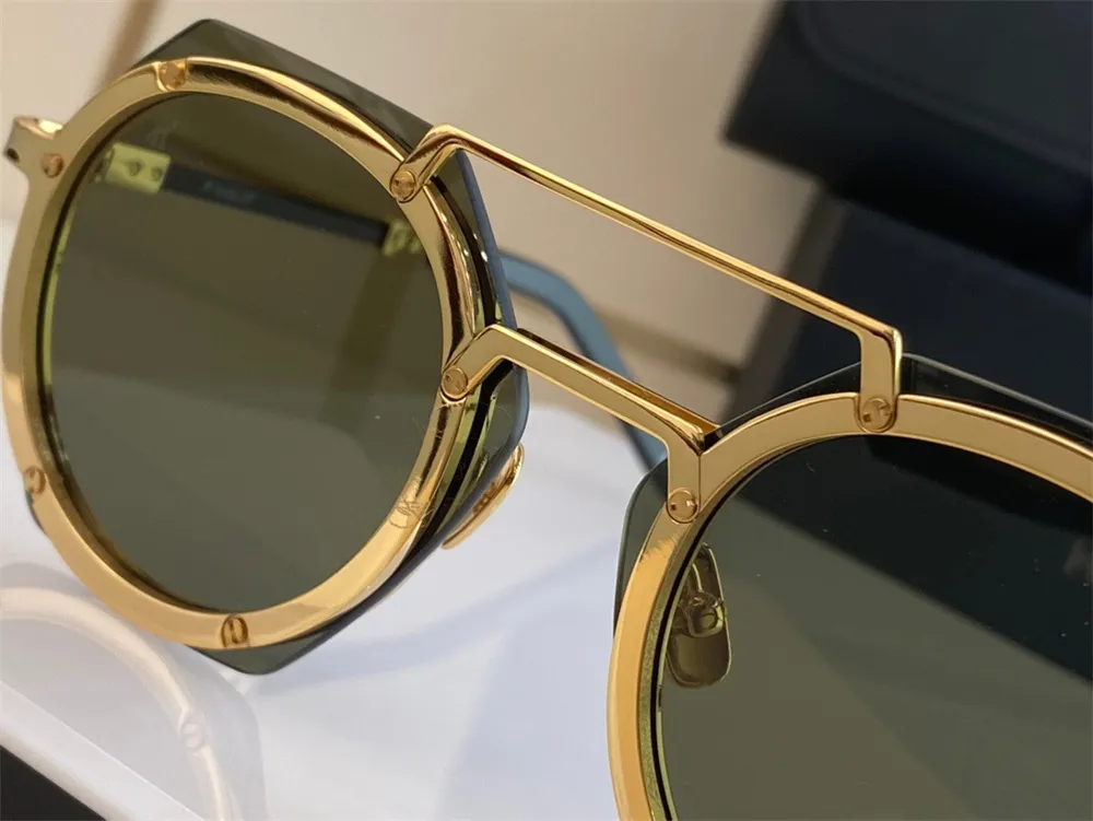 Top Quality Mens Sunglass Luxury Brand Design Fashion Style Mirror Sunglasses Shades Steampunk Retro Vintage Man Glasses Women Hexagon Eyewear 006 NVRI
