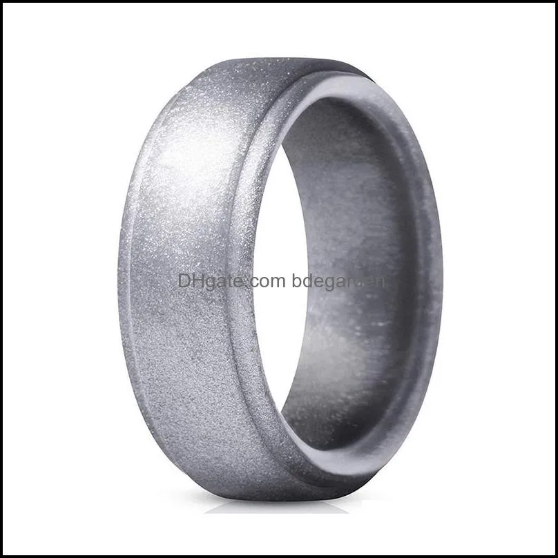Silicone Wedding Ring for Men Elegant Affordable 8mm Silicone Rubber Men Womens Engagment Wedding Bands Beveled Edges