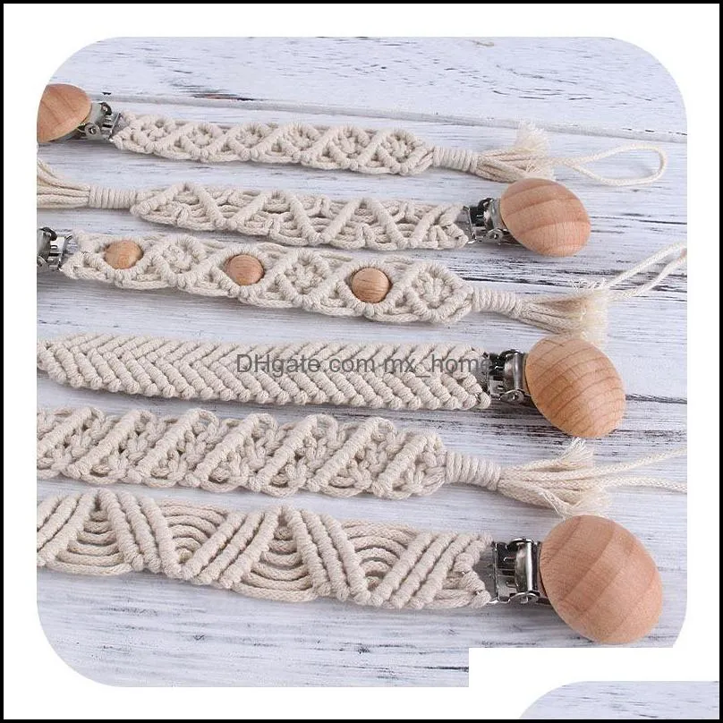 diy weave baby pacifier clips wood beaded soother kids clips chain holder nipple teether strap chains z5093