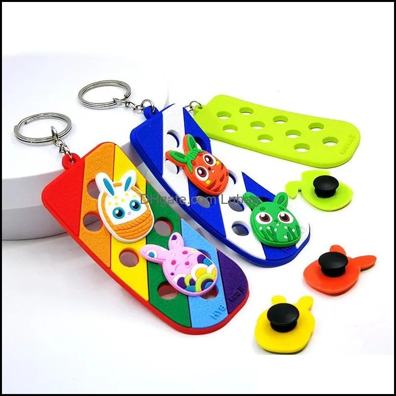 wholesale optional styles eva keychains croc shoe accessories charms can be installed on the keychain soft pvc key ring chain holder fit women lubagallets