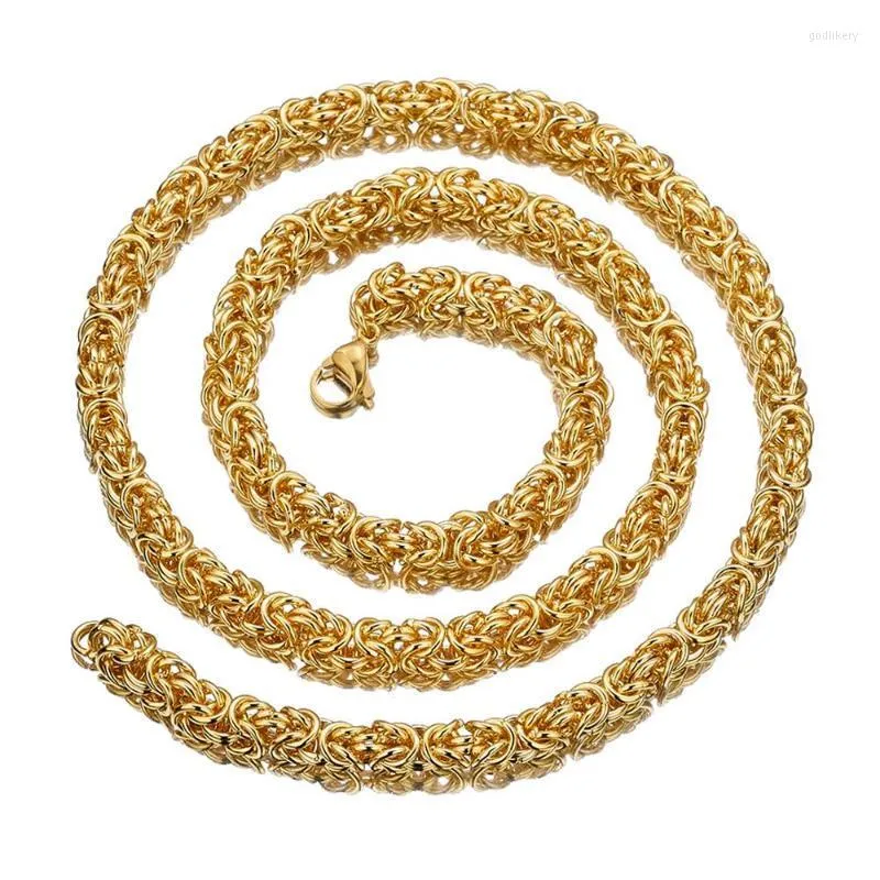 Łańcuchy 6 mm przybycie męskie damskie 316L ze stali nierdzewnej złota ton mody biżuteria unixes bizantyjski łańcuch lub bransoletka 7-11 cinchanins Godl
