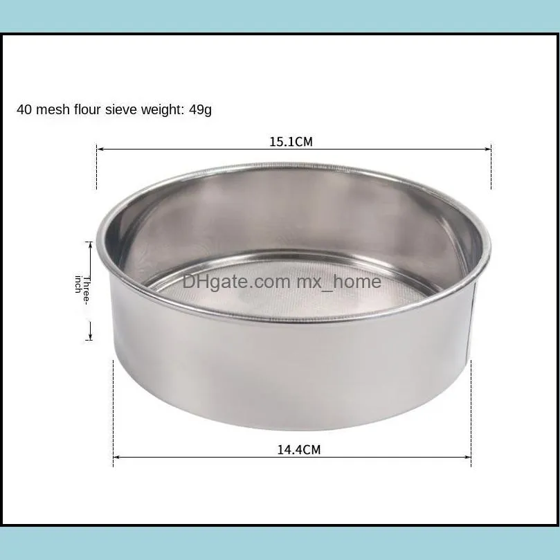 baking & pastry tools wholesale 15cm stainless steel round ultra-fine flour sifter powdered sugar filter chinese powder sieve 201