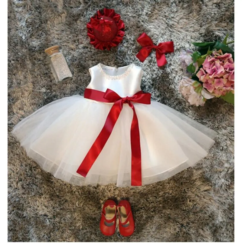 Vestidos de niña sales blanco con rojo