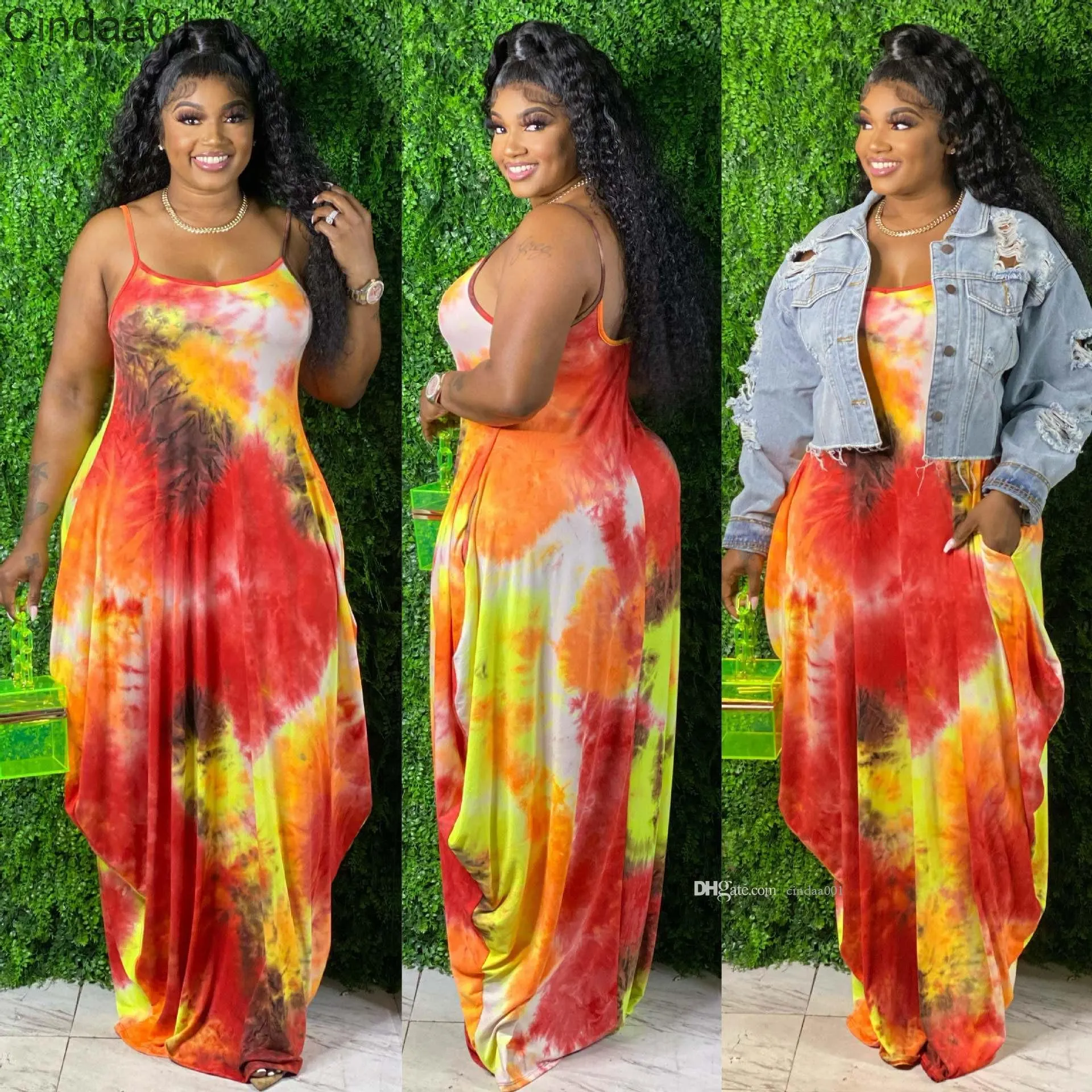 Abiti Estivi 5XL Maxi Abiti Da Donna Con Bretelle Stampate