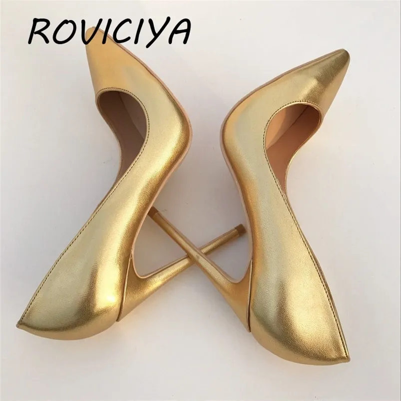 Wholesale Roviciya Womens Gold Pointed Toe Pumps Handmade PU Upper, Narrow  Fit, Super High 8 12cm Thin Heels Slip On Classic Stiletto Party Shoes,  Summer Dress Pumps At Only $32.39 | DHgate.Com