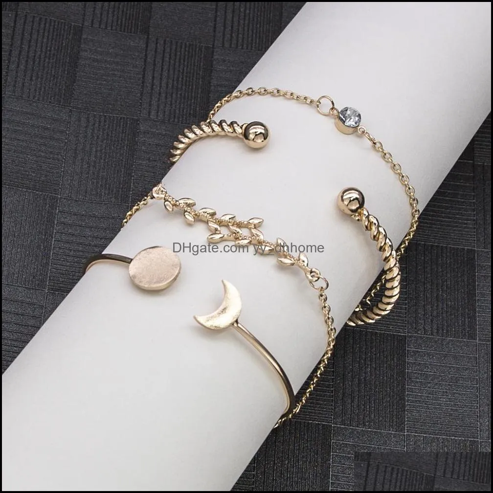 multilayer bracelet set4pcs/set chains bracelets for women jewelry gold metal chain bracelets bangle yydhhome