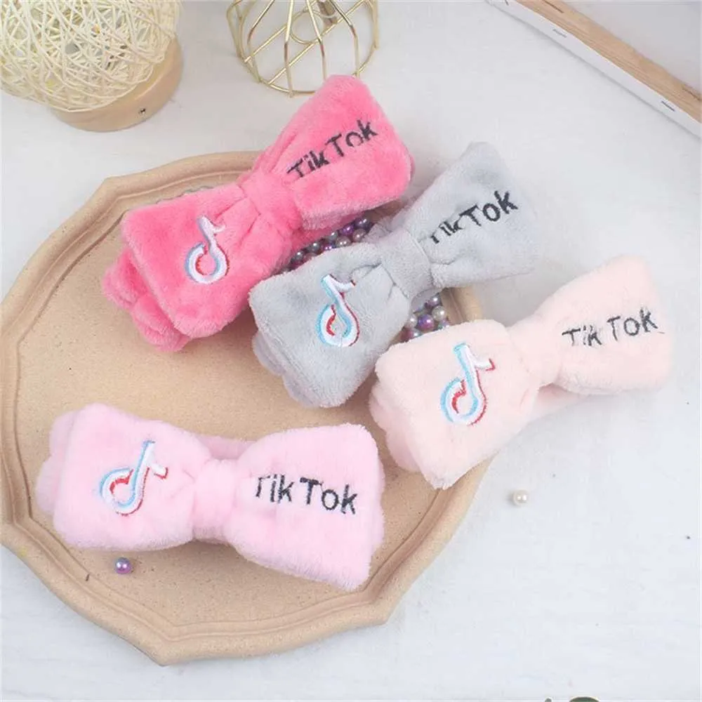 2022 Fashion Tikton TIK TOK Musical Logo Makeup Headband Velvet Fleece