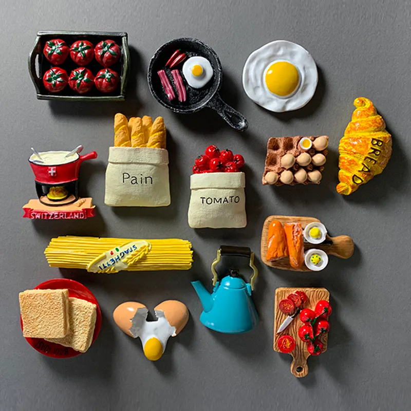 Imitacja żywności pasta lodówki 3D chleb jajka dzieci wczesna edukacja magnes Magnes Magnes Paste Message STIR Stick Dekoracja